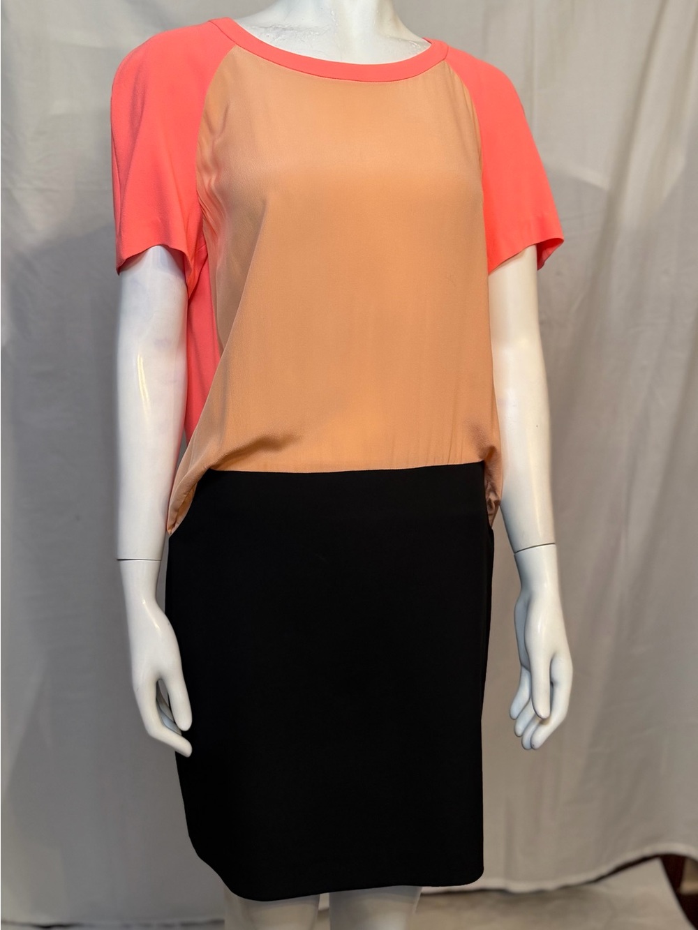 Maje Peach Front Blouse with Coral Short Sleeves - Picture 2 of 5